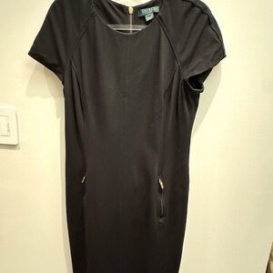 Ralph Lauren- Business Formal Black Dress Gold Zipper Women’s Size 14
